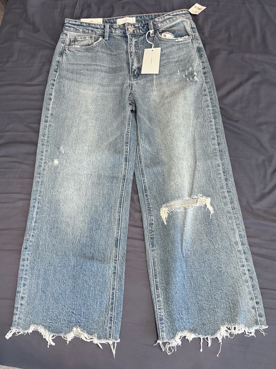 Vervet Denim - NWT Vervet Olivia Wide Leg Jean Distressed Medium Blue Size 31 NO stretch